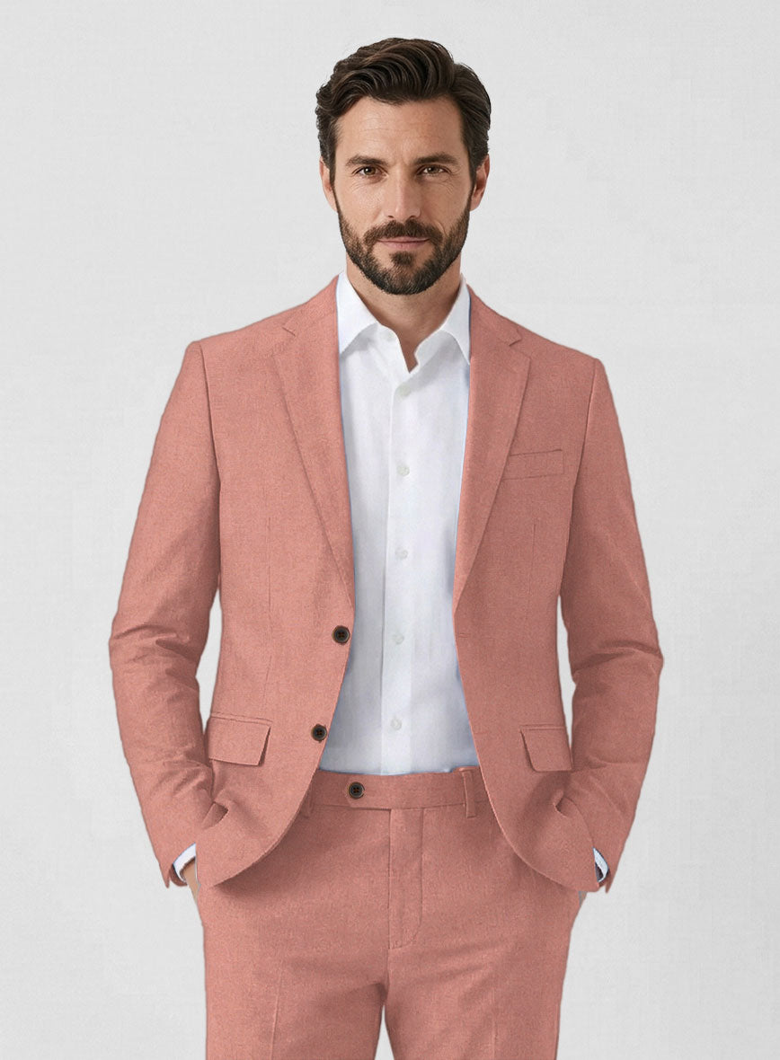 Solbiati Art Du Lin Light Melon Linen Suit - StudioSuits