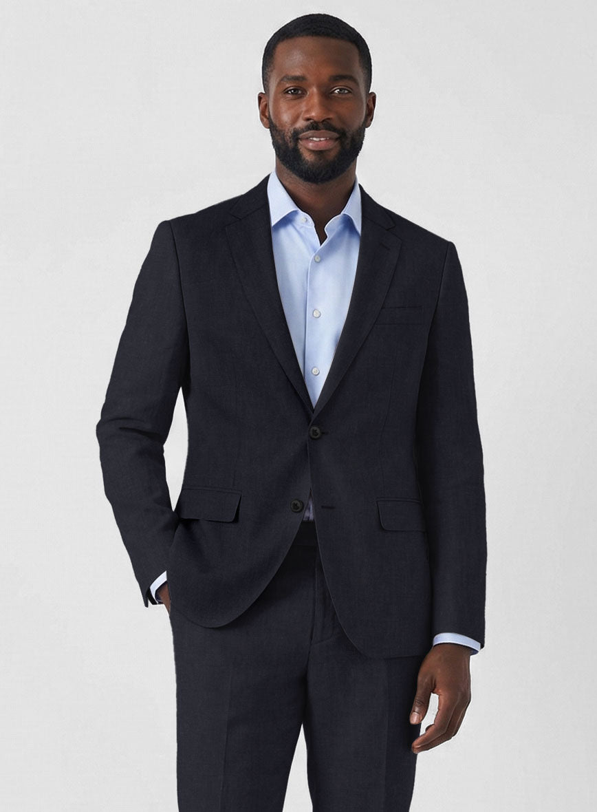 Solbiati Art Du Lin Midnight Blue Linen Jacket - StudioSuits