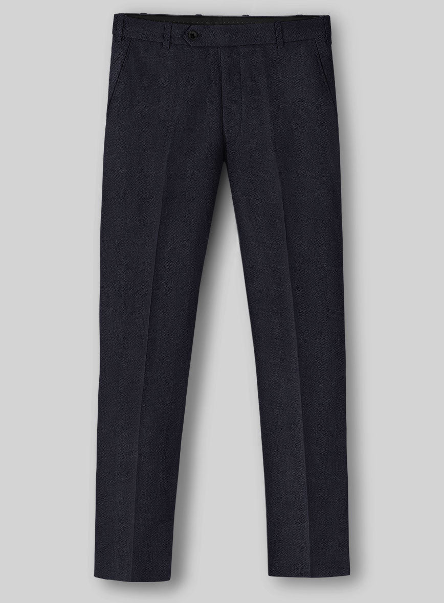 Solbiati Art Du Lin Midnight Blue Linen Pants - StudioSuits