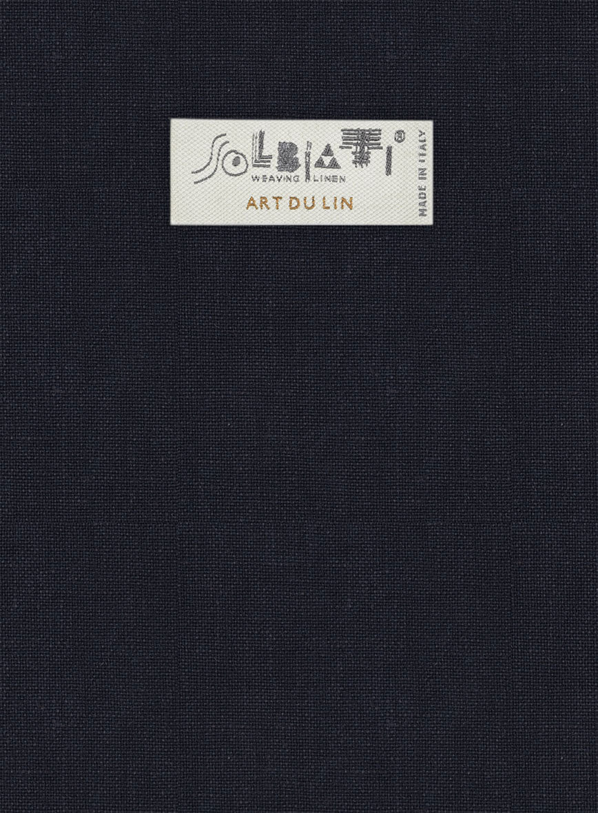Solbiati Art Du Lin Midnight Blue Linen Pants - StudioSuits