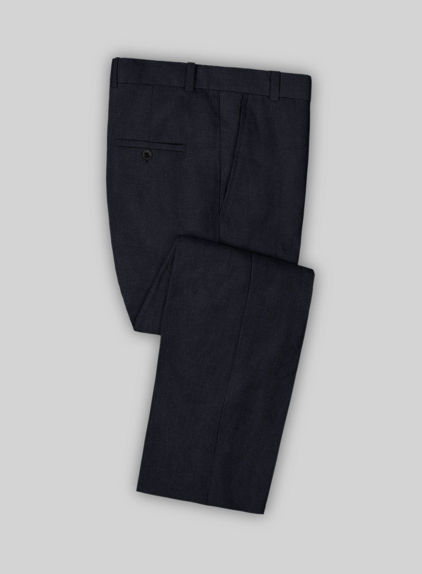 Solbiati Art Du Lin Midnight Blue Linen Pants - StudioSuits