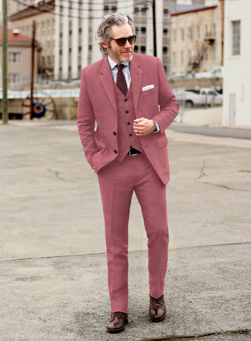 Solbiati Art Du Lin Opera Mauve Linen Suit - StudioSuits