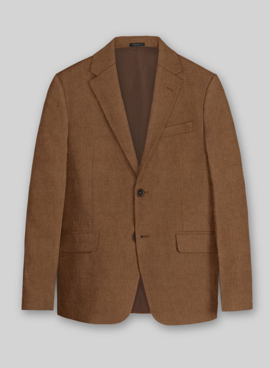 Solbiati Art Du Lin Otter Brown Linen Jacket - StudioSuits
