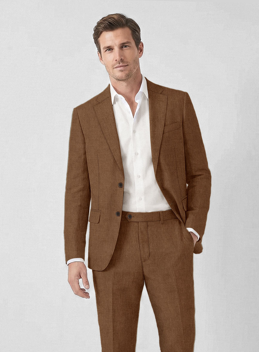 Solbiati Art Du Lin Otter Brown Linen Suit - StudioSuits
