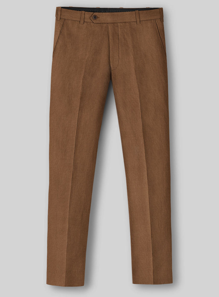 Solbiati Art Du Lin Otter Brown Linen Pants - StudioSuits