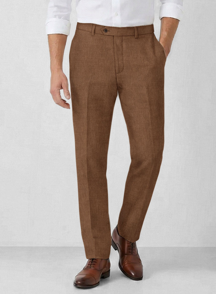 Solbiati Art Du Lin Otter Brown Linen Pants - StudioSuits