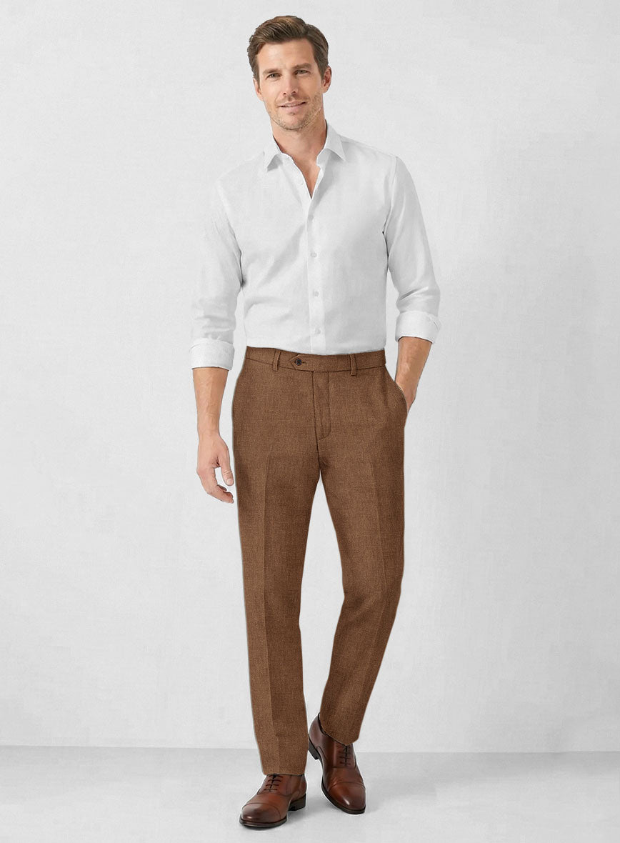 Solbiati Art Du Lin Otter Brown Linen Pants - StudioSuits