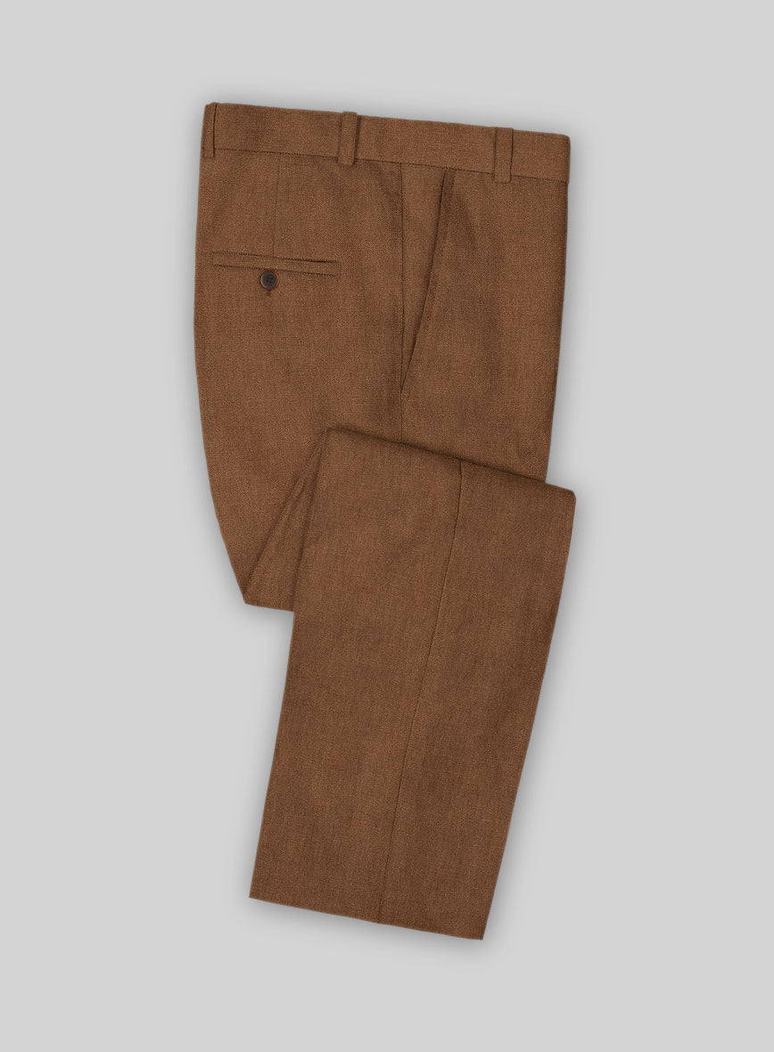 Solbiati Art Du Lin Otter Brown Linen Pants - StudioSuits