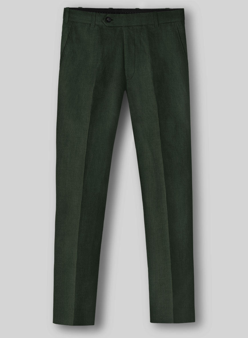 Solbiati Art Du Lin Palm Green Linen Pants - StudioSuits