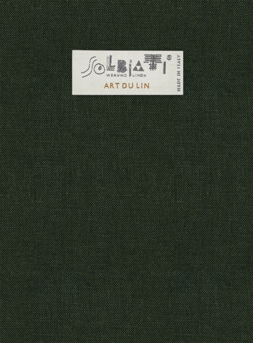 Solbiati Art Du Lin Palm Green Linen Pants - StudioSuits