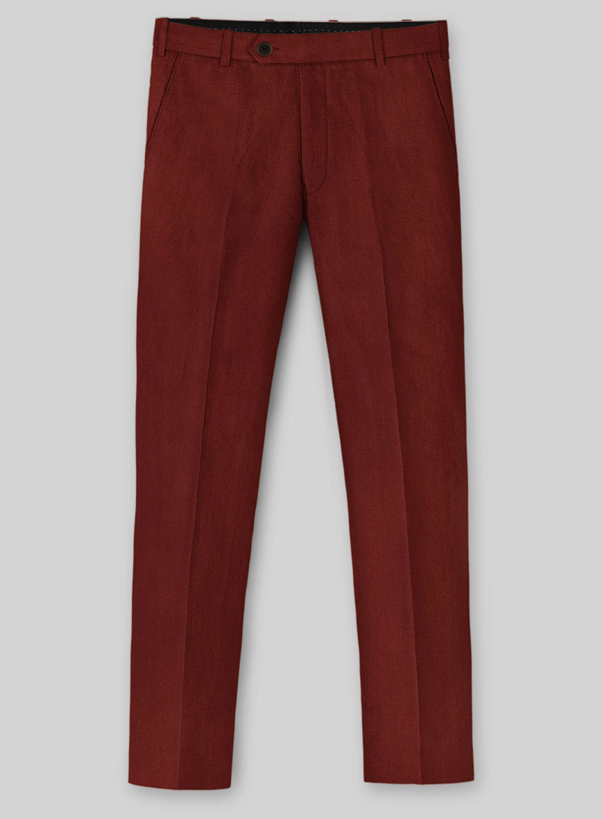 Solbiati Art Du Lin Rustic Red Linen Pants - StudioSuits