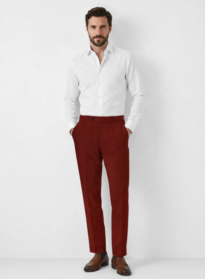 Solbiati Art Du Lin Rustic Red Linen Pants - StudioSuits