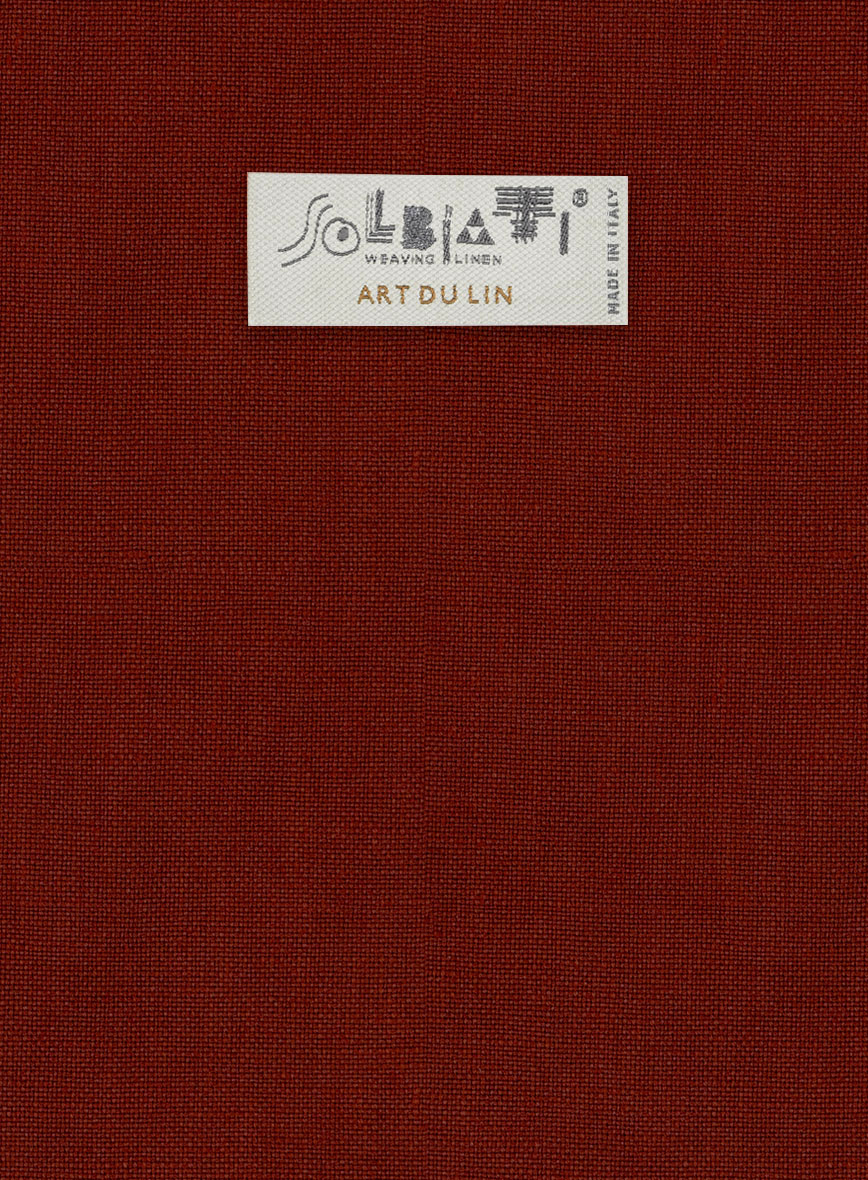 Solbiati Art Du Lin Rustic Red Linen Pants - StudioSuits
