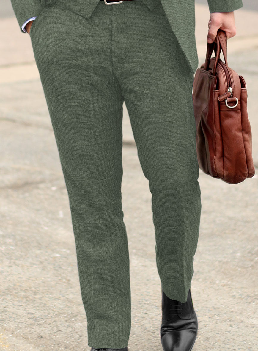 Solbiati Art Du Lin Sage Green Linen Pants - StudioSuits