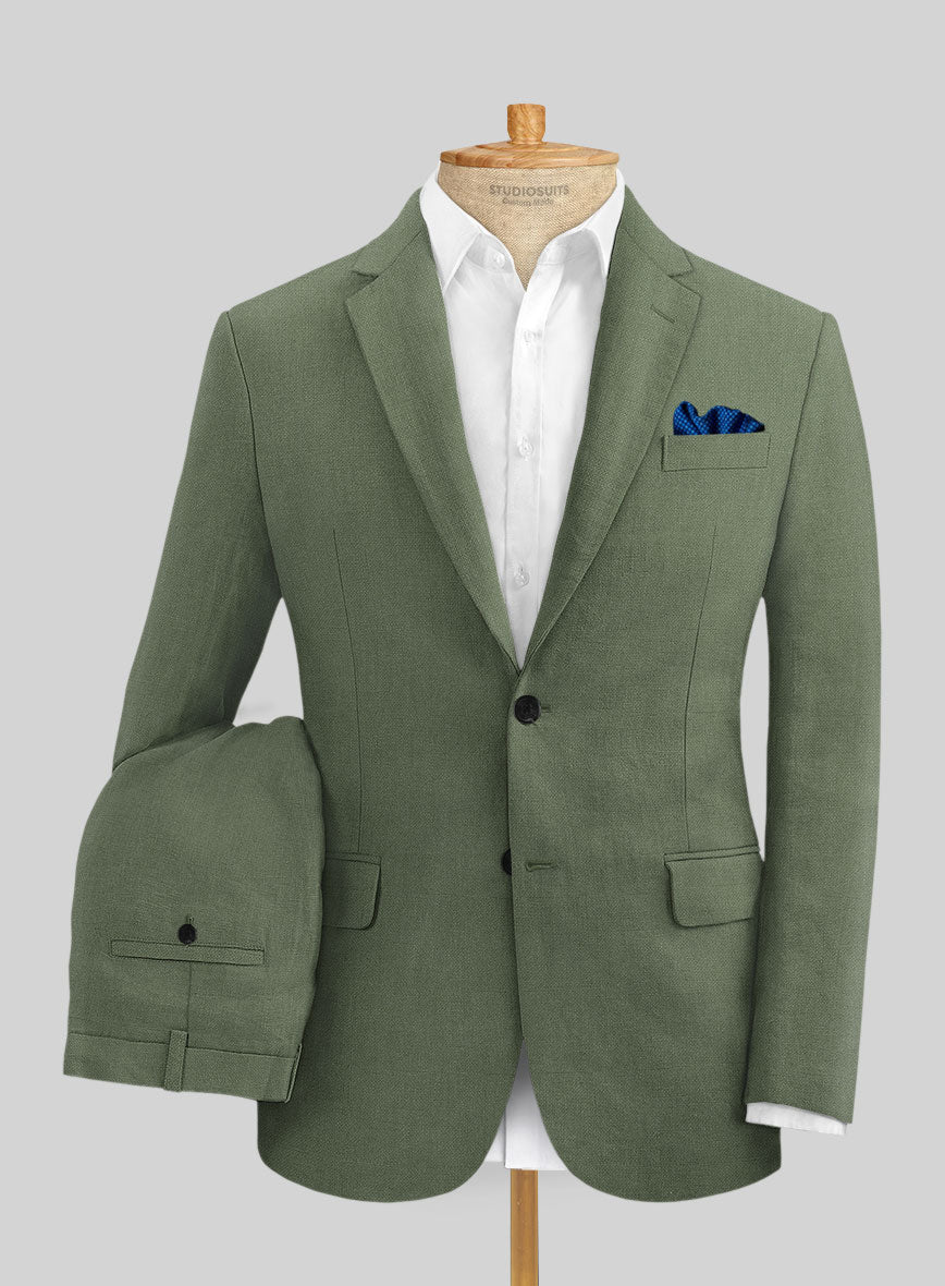 Solbiati Art Du Lin Sage Green Linen Suit - StudioSuits