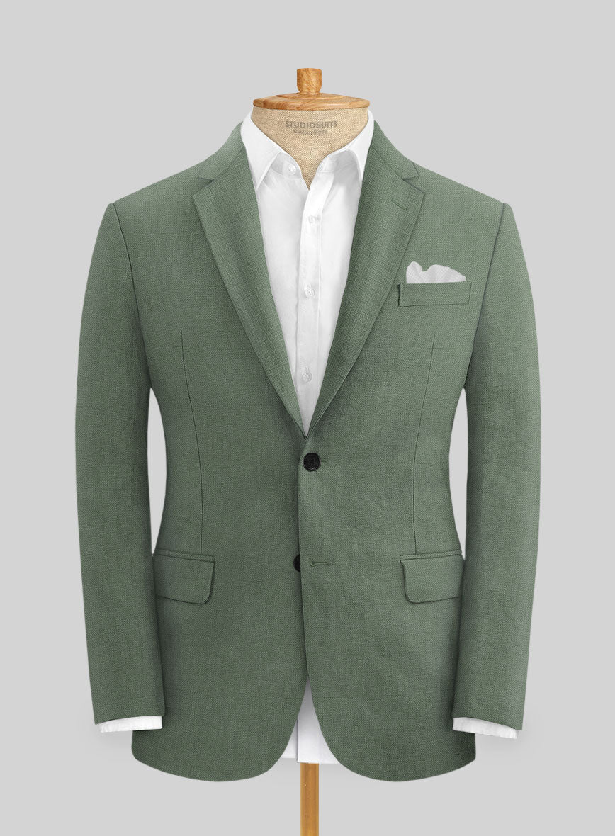 Solbiati Art Du Lin Sage Green Linen Suit - StudioSuits