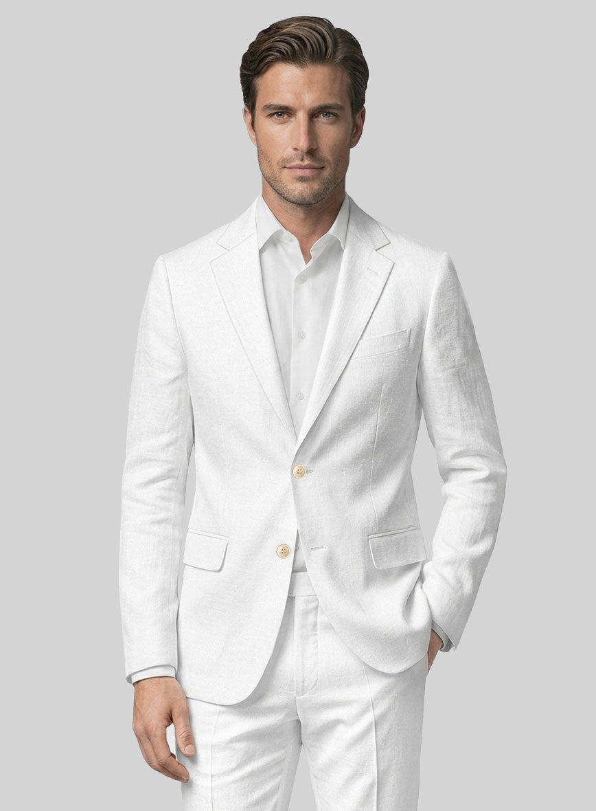 Solbiati Art Du Lin White Linen Jacket - StudioSuits