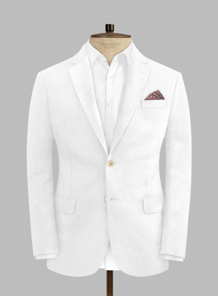 Solbiati Art Du Lin White Linen Jacket - StudioSuits