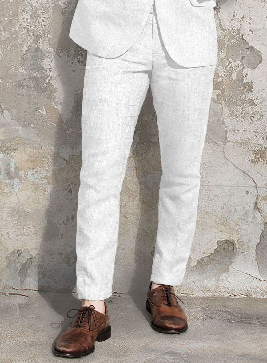 Solbiati Art Du Lin White Linen Pants - StudioSuits