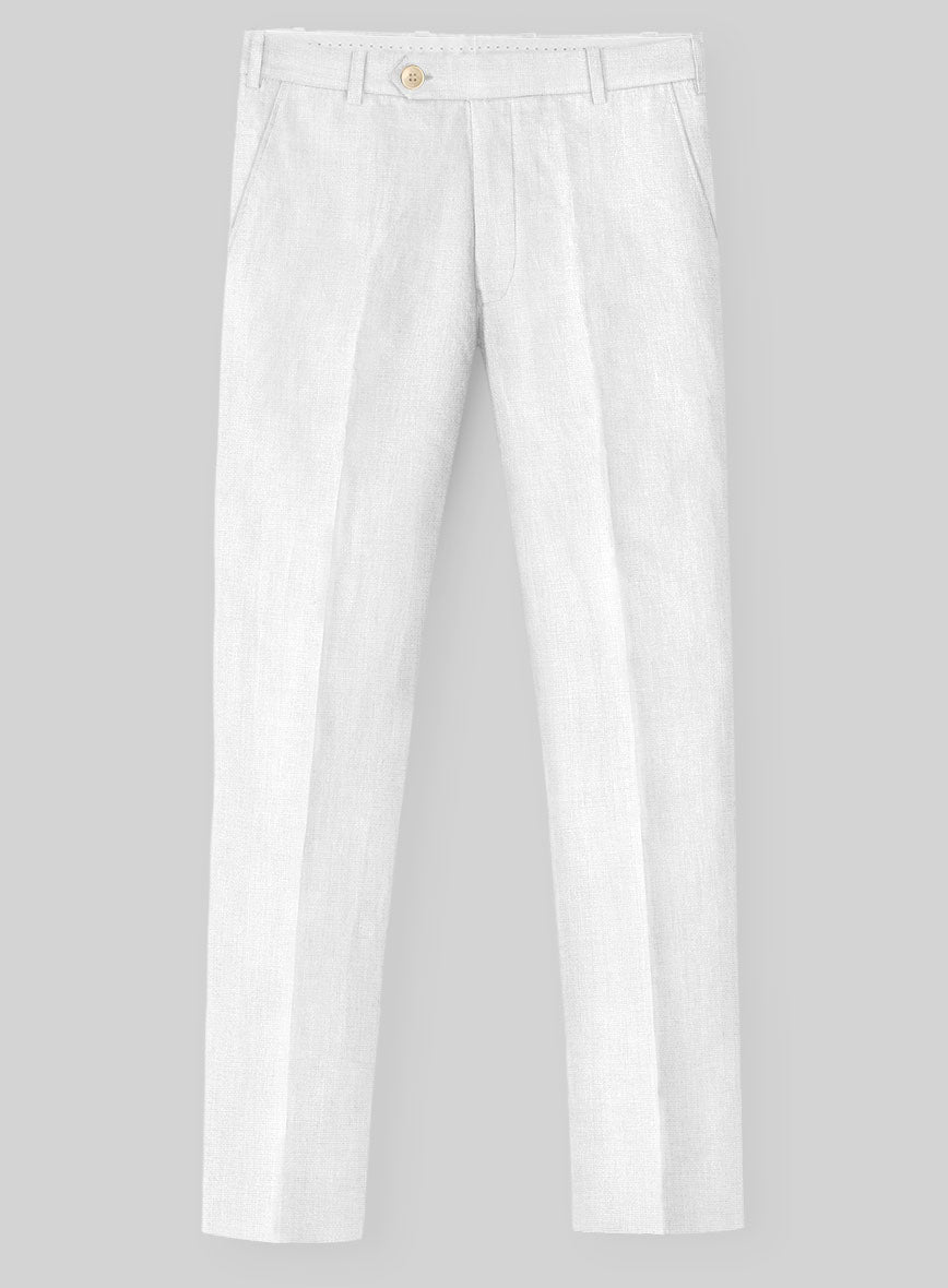 Solbiati Art Du Lin White Linen Pants - StudioSuits