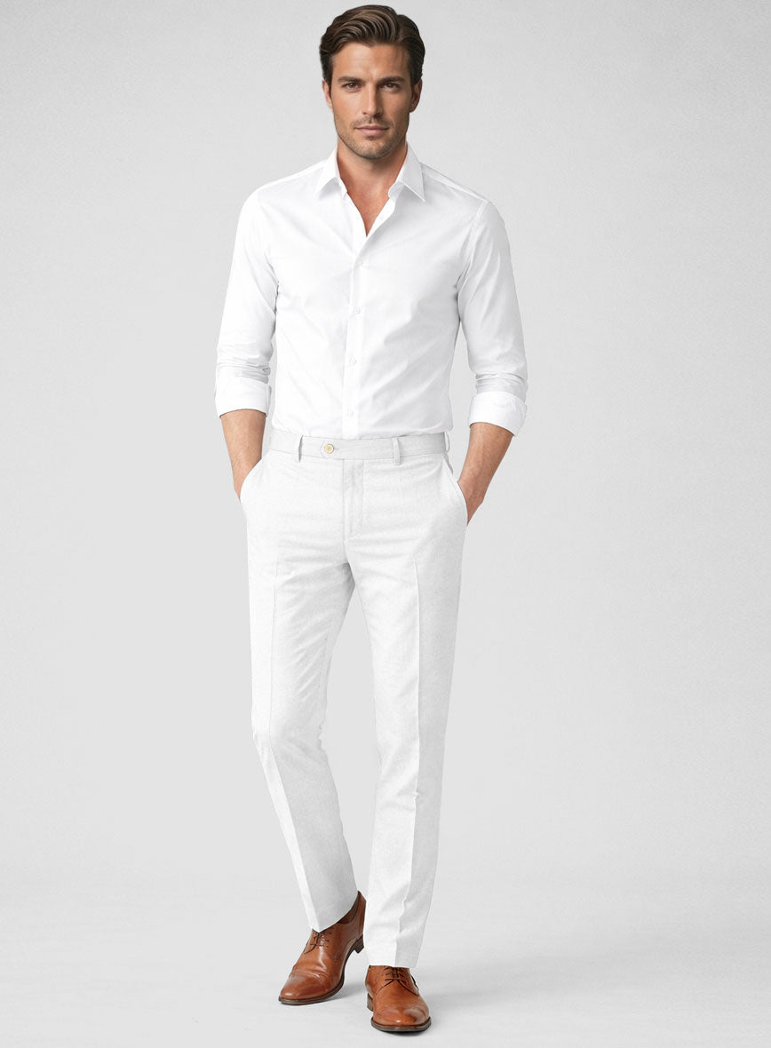 Solbiati Art Du Lin White Linen Pants - StudioSuits