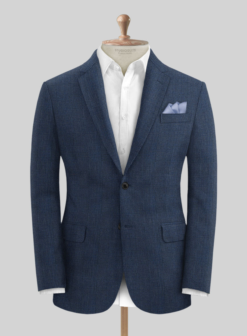 Solbiati Artic Blue Check Linen Jacket - StudioSuits