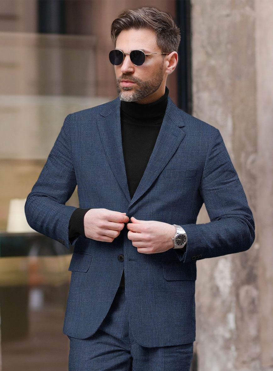 Solbiati Artic Blue Check Linen Jacket - StudioSuits