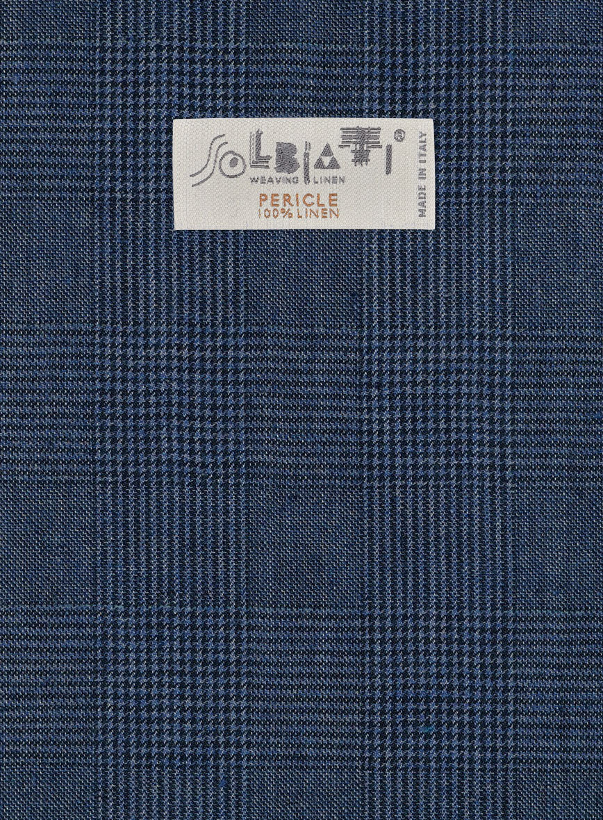 Solbiati Artic Blue Check Linen Jacket - StudioSuits