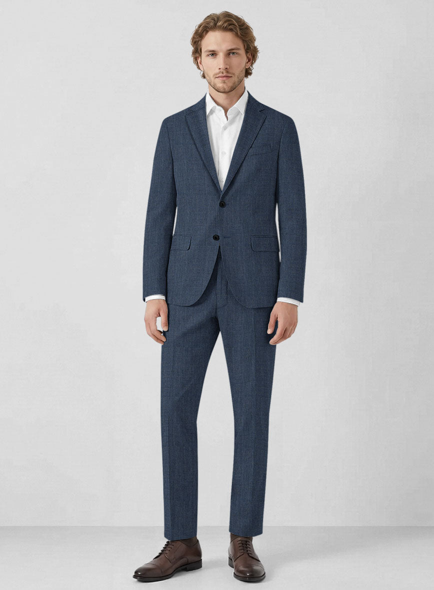 Solbiati Artic Blue Check Linen Suit - StudioSuits