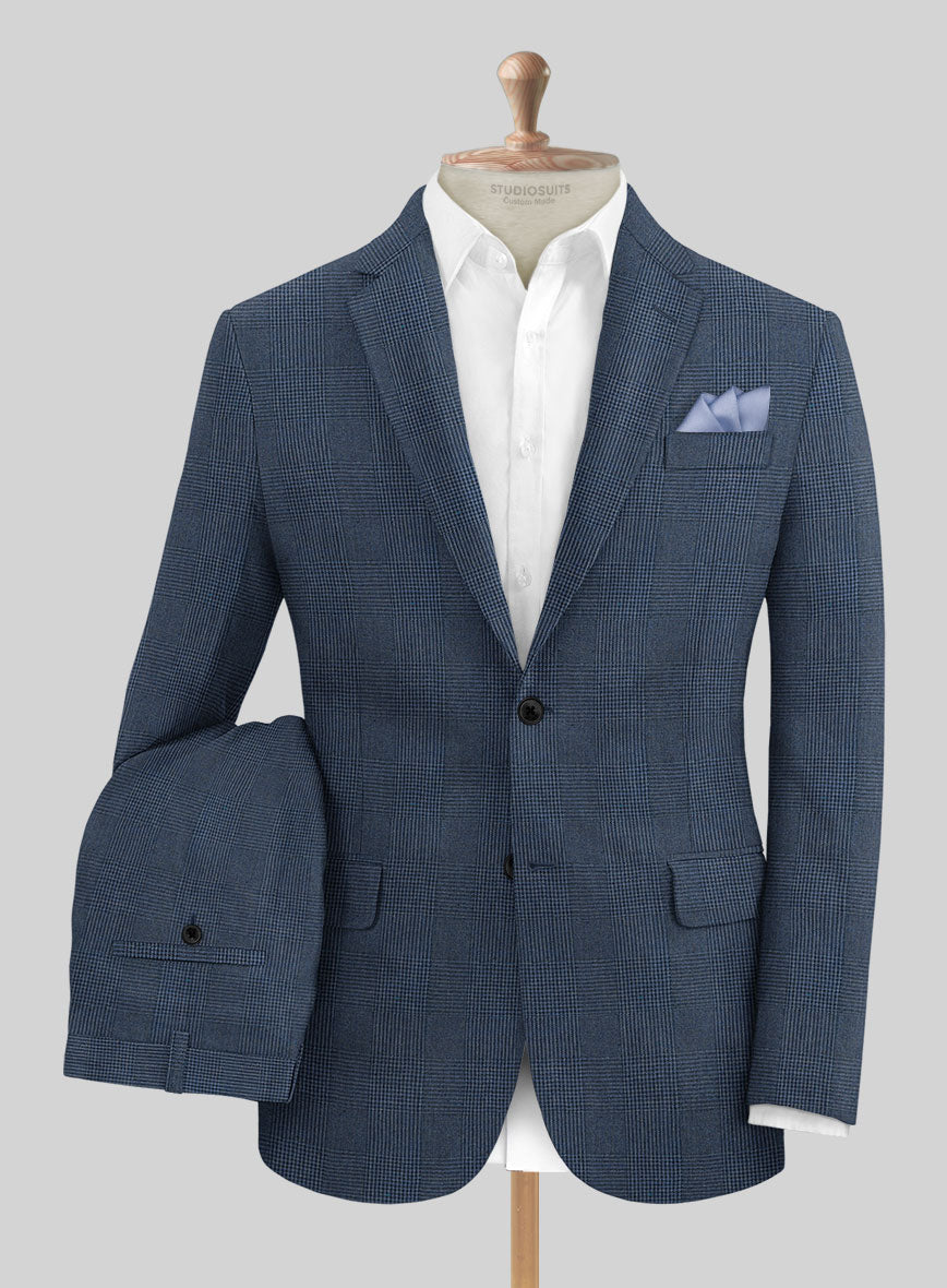 Solbiati Artic Blue Check Linen Suit - StudioSuits