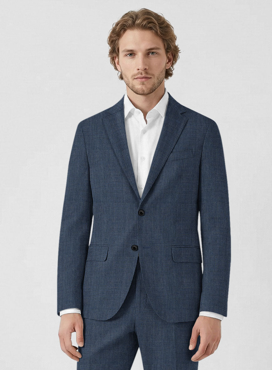 Solbiati Artic Blue Check Linen Jacket - StudioSuits