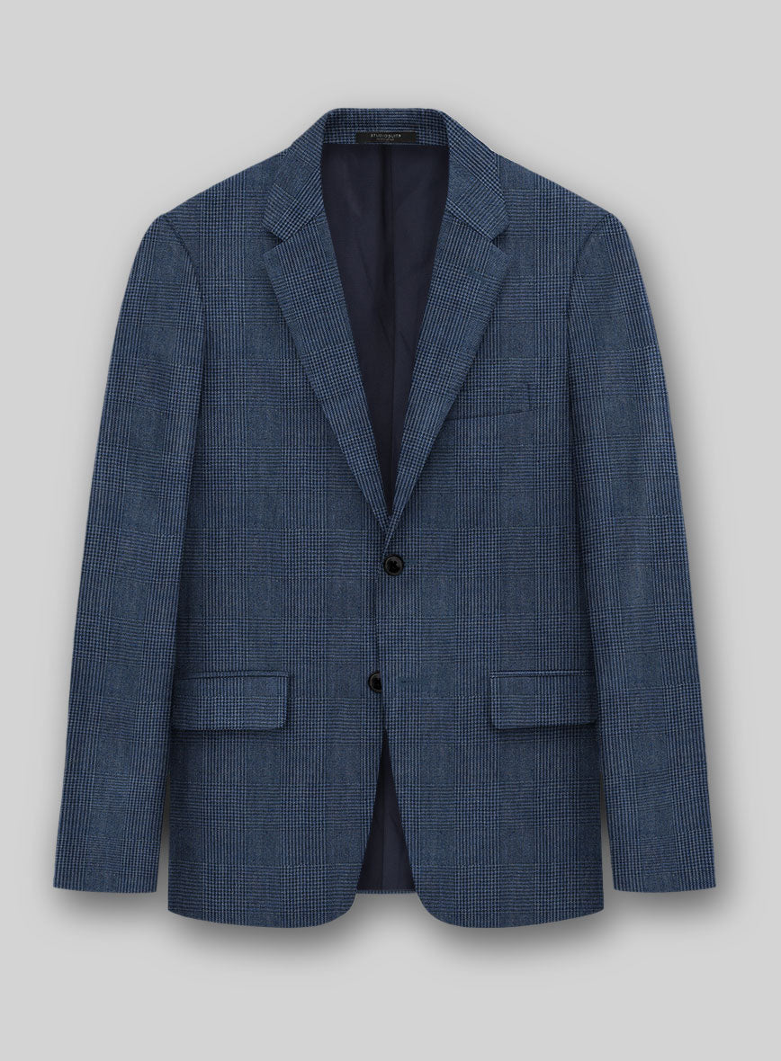 Solbiati Artic Blue Check Linen Jacket - StudioSuits
