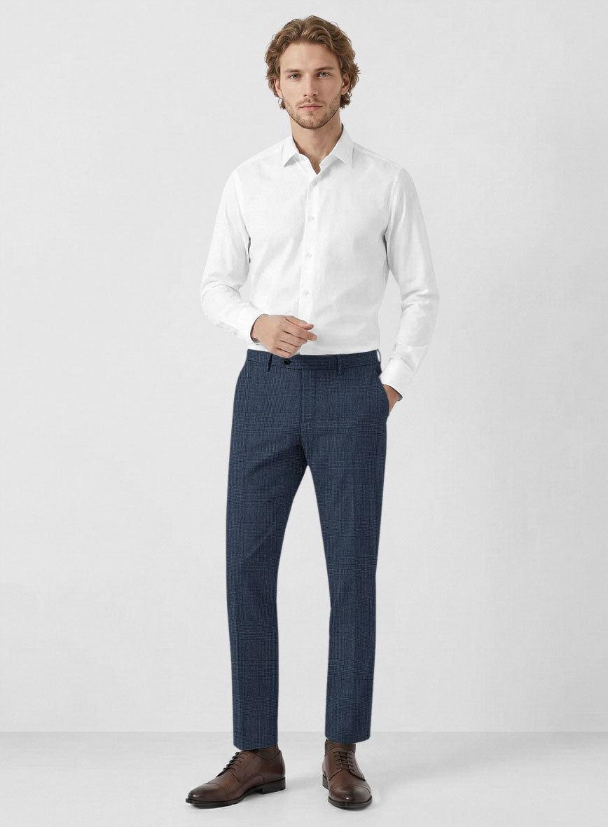 Solbiati Artic Blue Check Linen Pants - StudioSuits