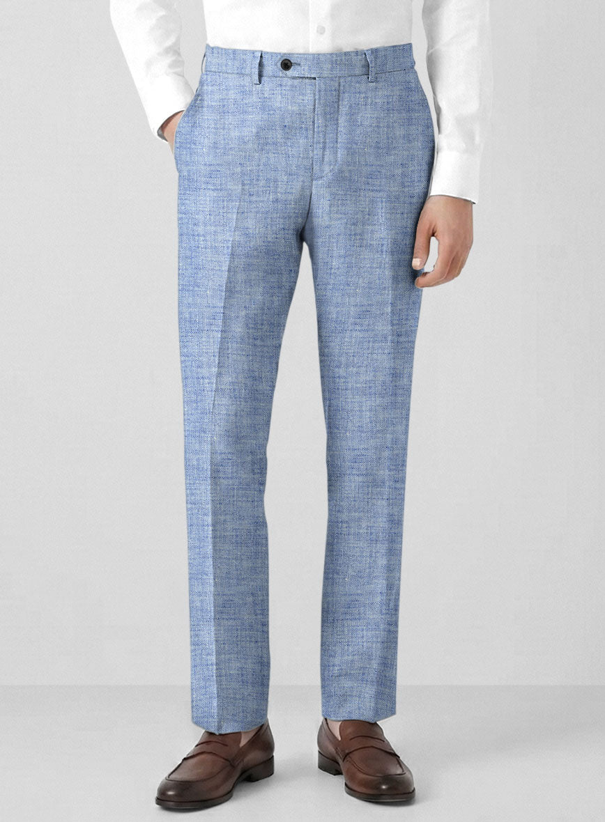 Solbiati Artic Blue Linen Pants - StudioSuits