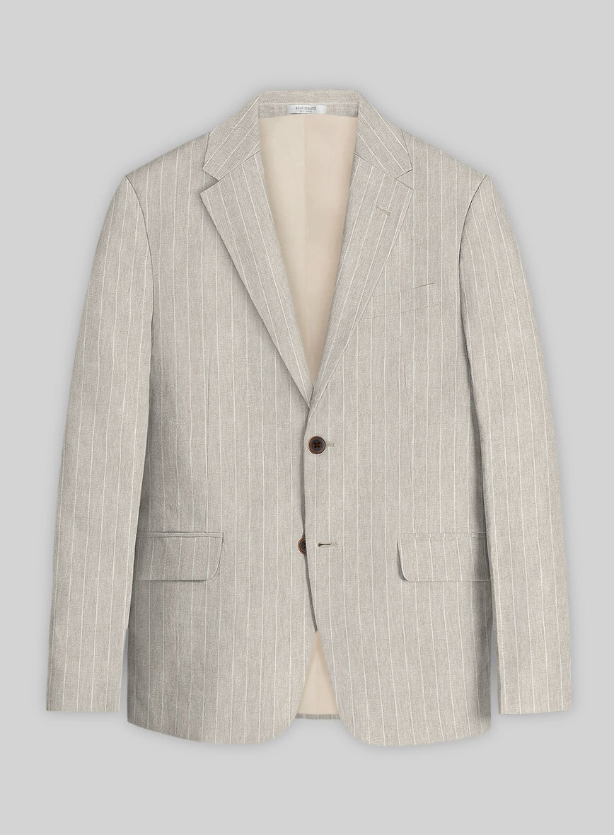 Solbiati Barn Beige Stripe Linen Jacket - StudioSuits