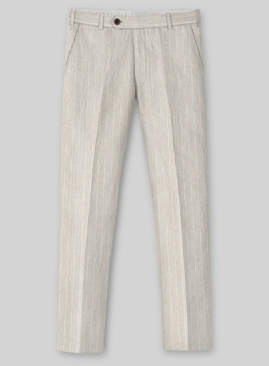 Solbiati Barn Beige Stripe Linen Pants - StudioSuits