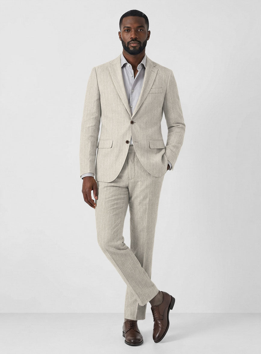 Solbiati Barn Beige Stripe Linen Suit - StudioSuits