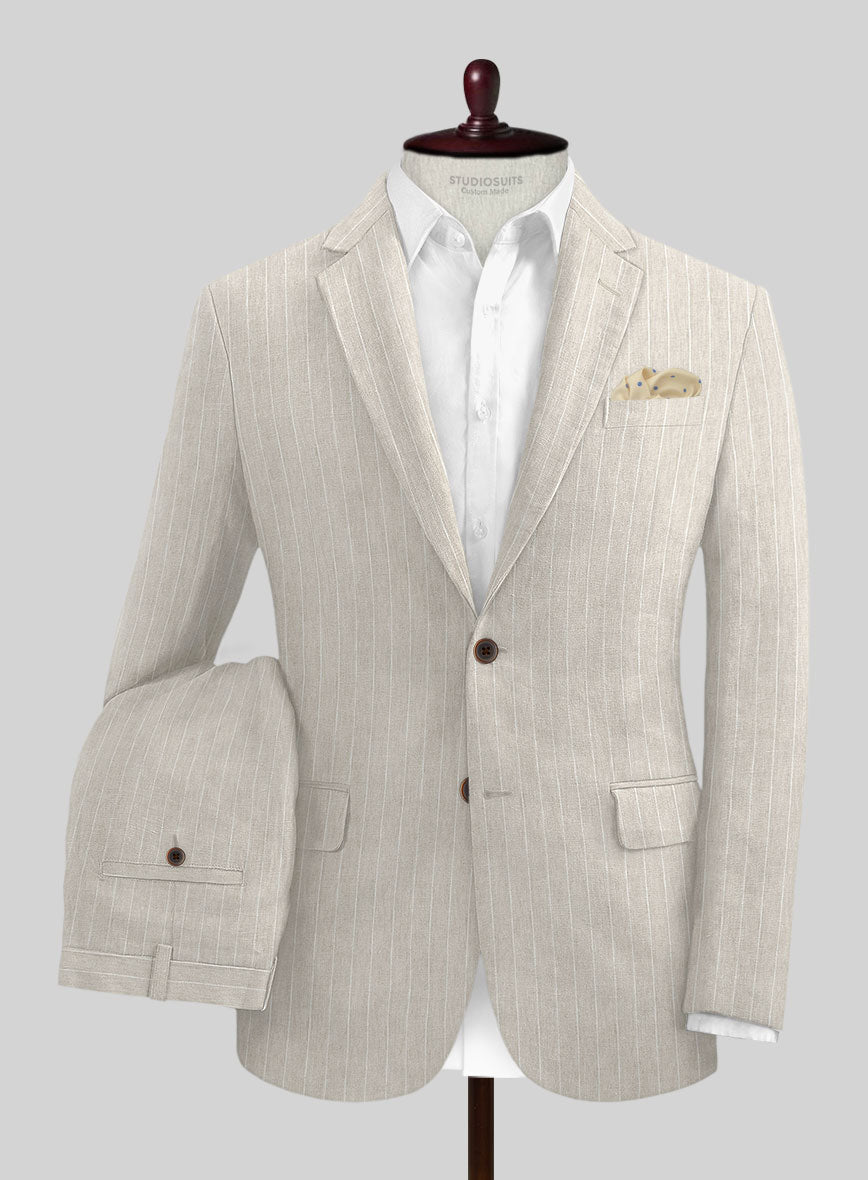 Solbiati Barn Beige Stripe Linen Suit - StudioSuits
