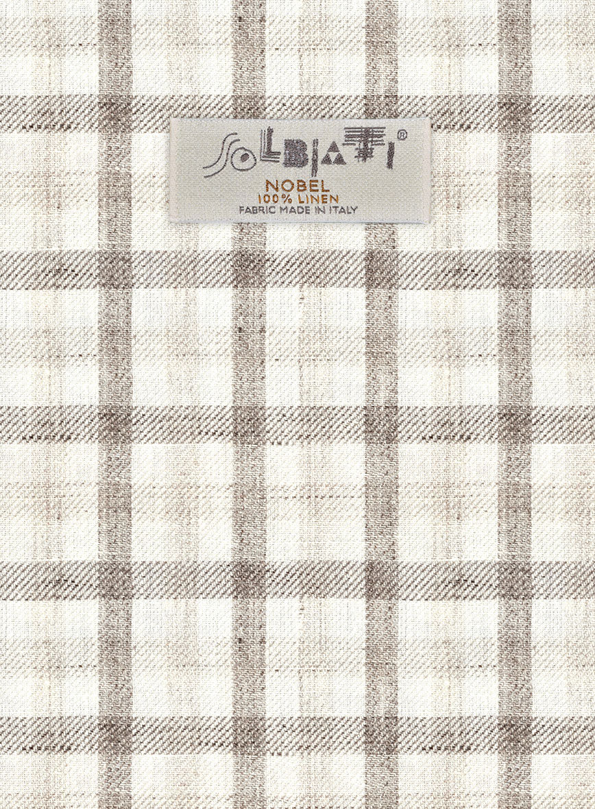 Solbiati Beige Checks Linen Pants - StudioSuits