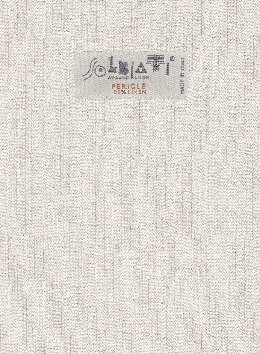 Solbiati Beige Herringbone Linen Pants - StudioSuits