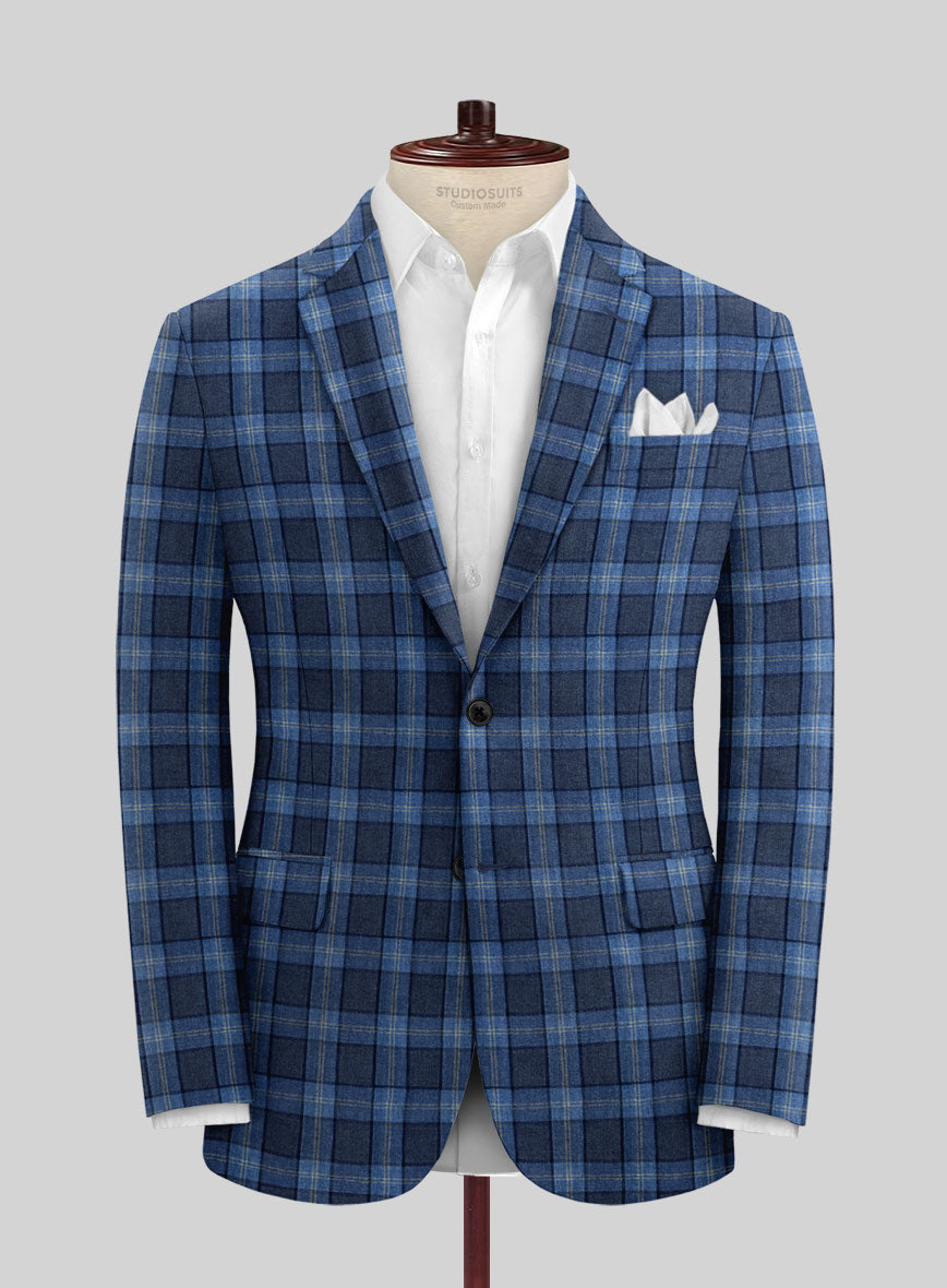 Solbiati Blue Glen Linen Jacket - StudioSuits
