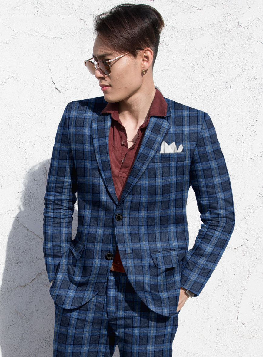 Solbiati Blue Glen Linen Jacket - StudioSuits