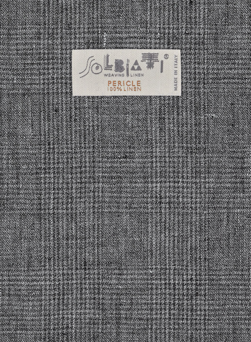Solbiati Blue Gray Check Linen Jacket - StudioSuits