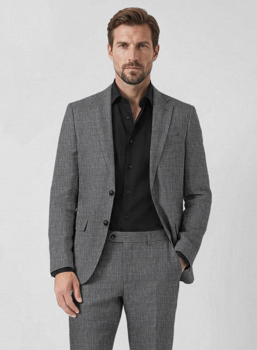 Solbiati Blue Gray Check Linen Suit - StudioSuits