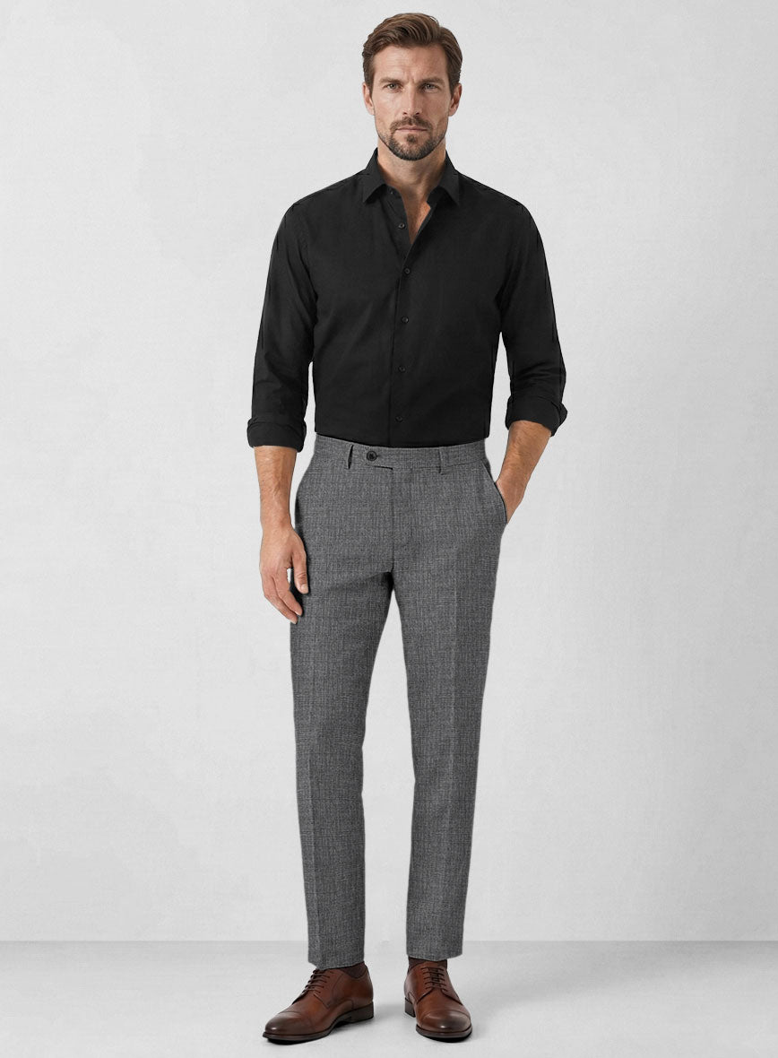 Solbiati Blue Gray Check Linen Pants - StudioSuits