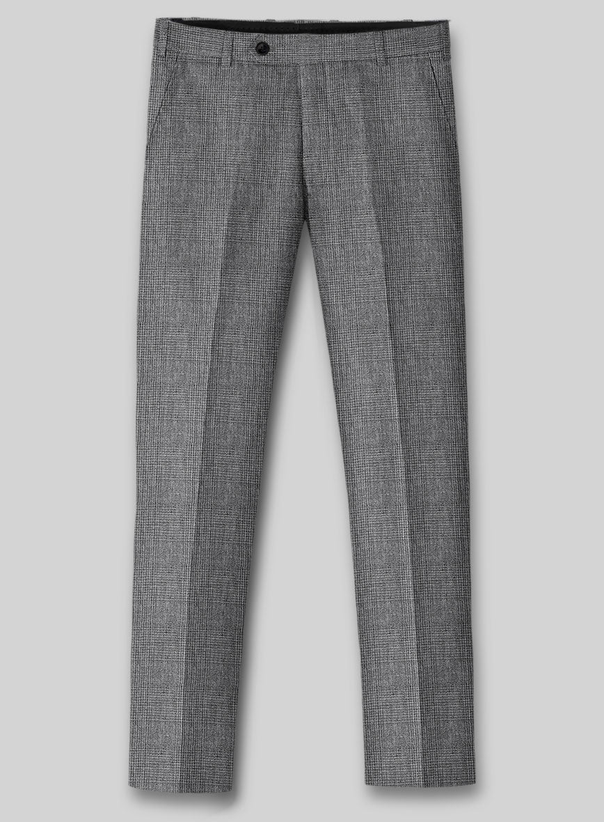 Solbiati Blue Gray Check Linen Pants - StudioSuits
