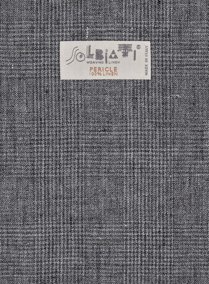 Solbiati Blue Gray Check Linen Pants - StudioSuits