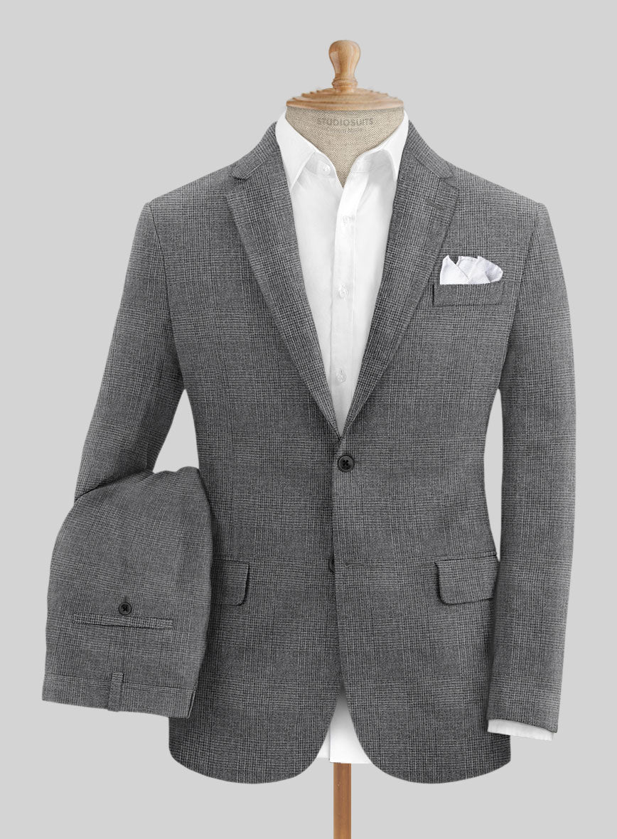 Solbiati Blue Gray Check Linen Suit - StudioSuits