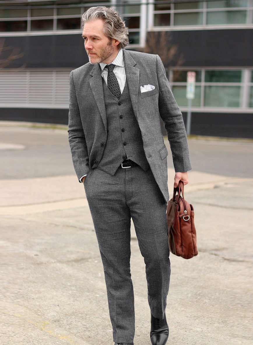 Solbiati Blue Gray Check Linen Suit - StudioSuits