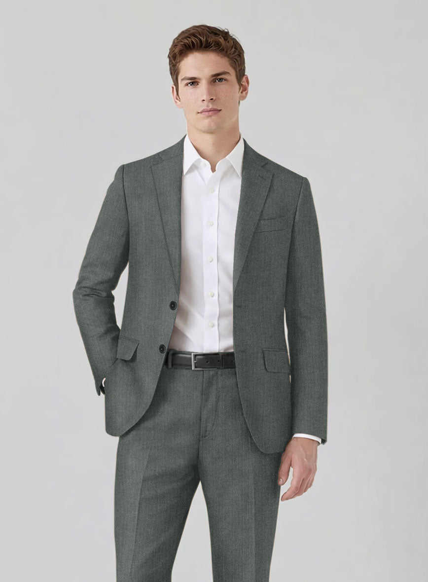Solbiati Blue Green Herringbone Linen Jacket - StudioSuits